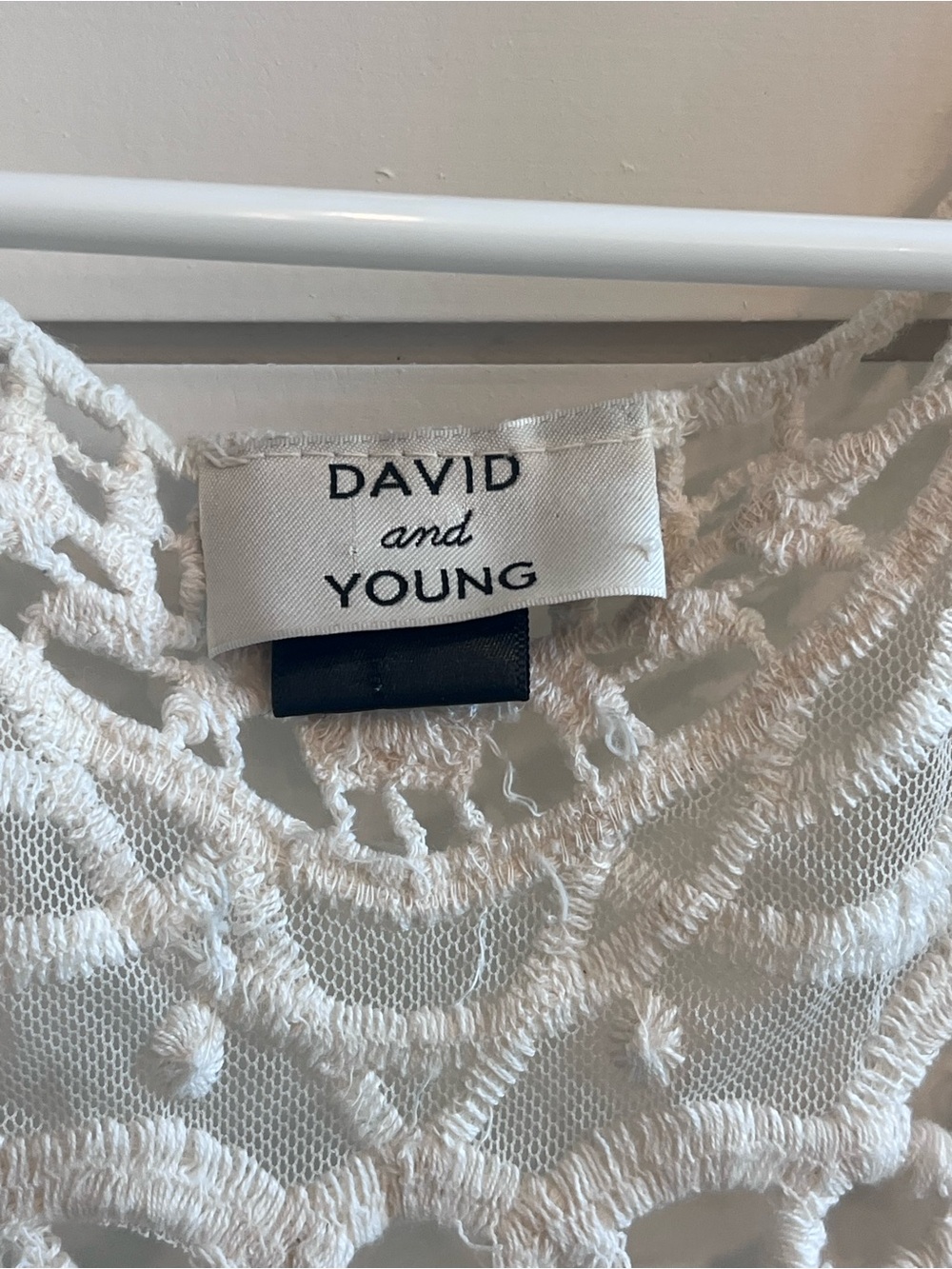 David and Young Cream Crochet Open-Front Vest - Picture 3 of 4